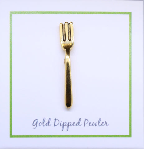 Fork Gold Lapel Pin