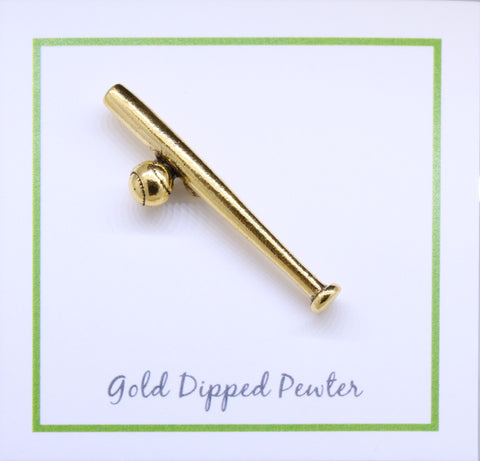 Baseball and Bat Gold Lapel Pin