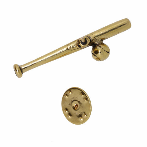 Baseball and Bat Gold Lapel Pin
