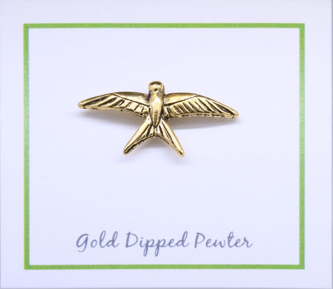 Swallow Gold Lapel Pin