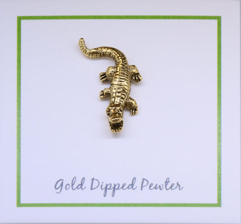 Crocodile Gold Lapel Pin