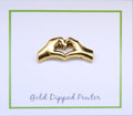 Heart Hands Gold Lapel Pin