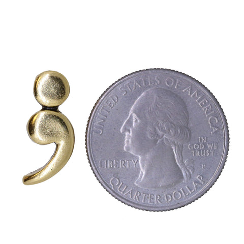 Semicolon Gold Lapel Pin