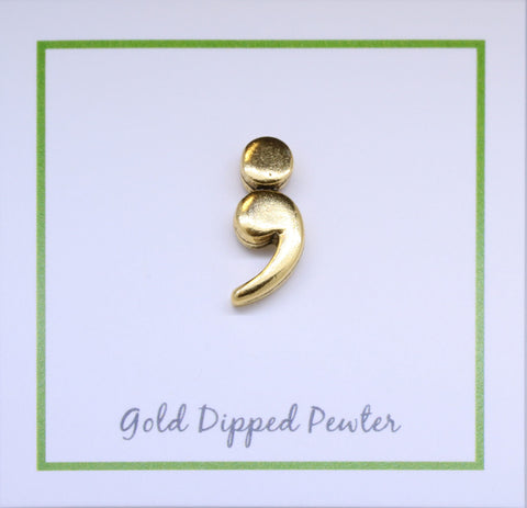 Semicolon Gold Lapel Pin
