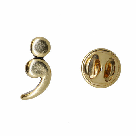 Semicolon Gold Lapel Pin