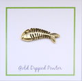 Fish Skeleton Gold Lapel Pin