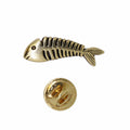 Fish Skeleton Gold Lapel Pin