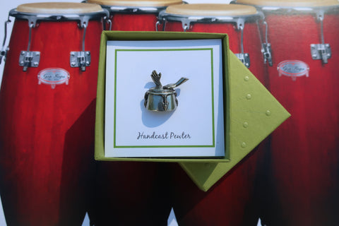 Conga Drum with Hands Lapel Pin