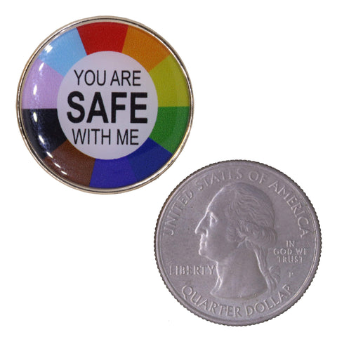 You are Safe with Me Photo Dome Lapel Pin
