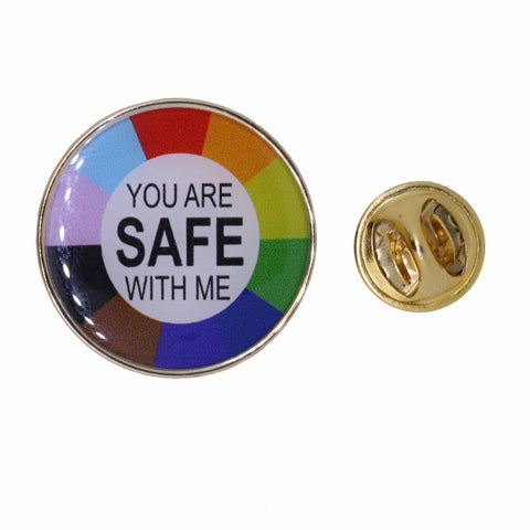 You are Safe with Me Photo Dome Lapel Pin