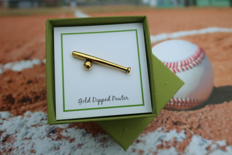 Baseball and Bat Gold Lapel Pin