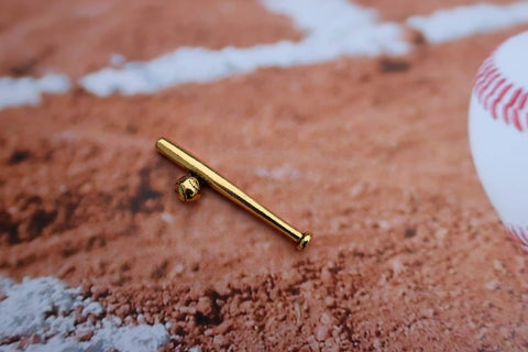 Baseball and Bat Gold Lapel Pin