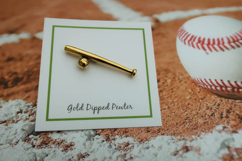Baseball and Bat Gold Lapel Pin