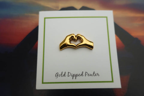 Heart Hands Gold Lapel Pin