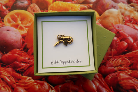 Crawfish Gold Lapel Pin