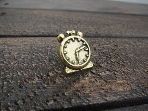 Alarm Clock Gold Lapel Pin