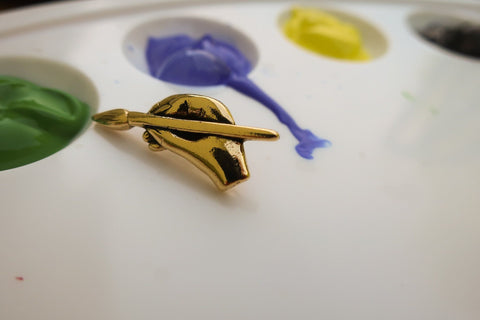 Artist's Hand with Brush Gold Lapel Pin