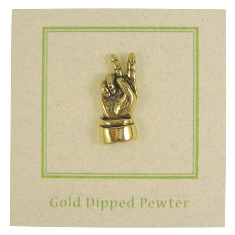 Peace Hand Sign Gold Lapel Pin