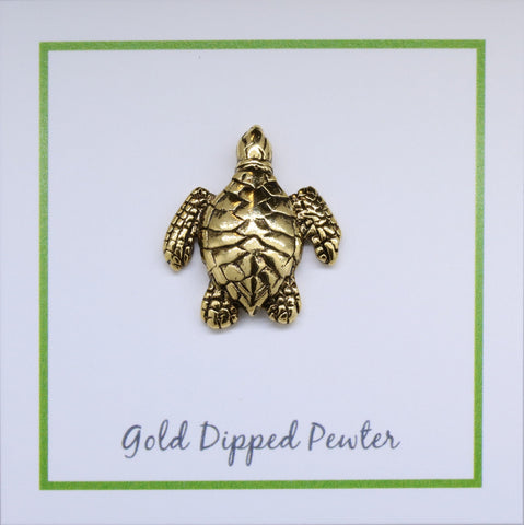 Sea Turtle Gold Lapel Pin