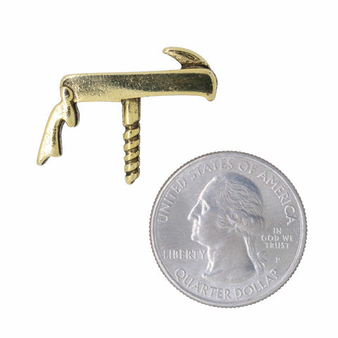 Waiter's Corkscrew Gold Lapel Pin