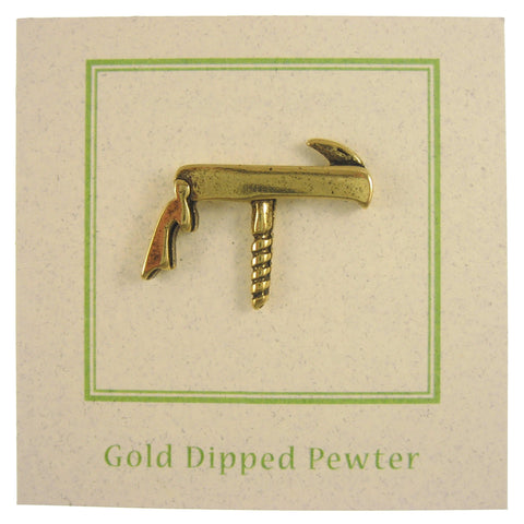 Waiter's Corkscrew Gold Lapel Pin