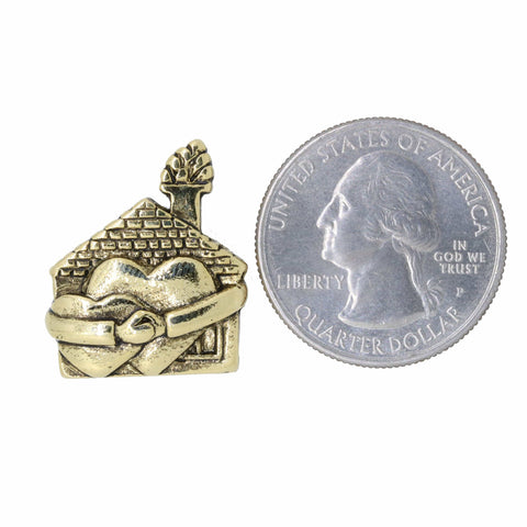 Home Heart Hands Gold Lapel Pin