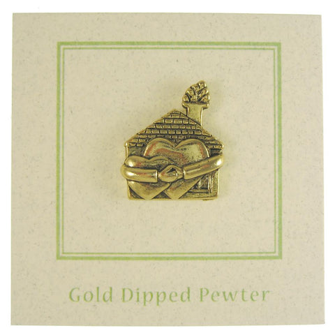 Home Heart Hands Gold Lapel Pin