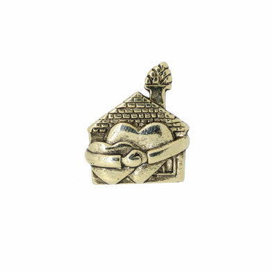 Home Heart Hands Gold Lapel Pin