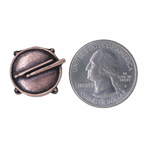 Drum with Drum Sticks Copper Lapel Pin