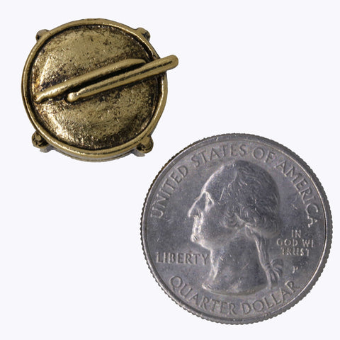 Drum with Drumsticks Gold Lapel Pin