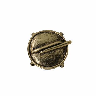 Drum with Drumsticks Gold Lapel Pin | lapelpinplanet