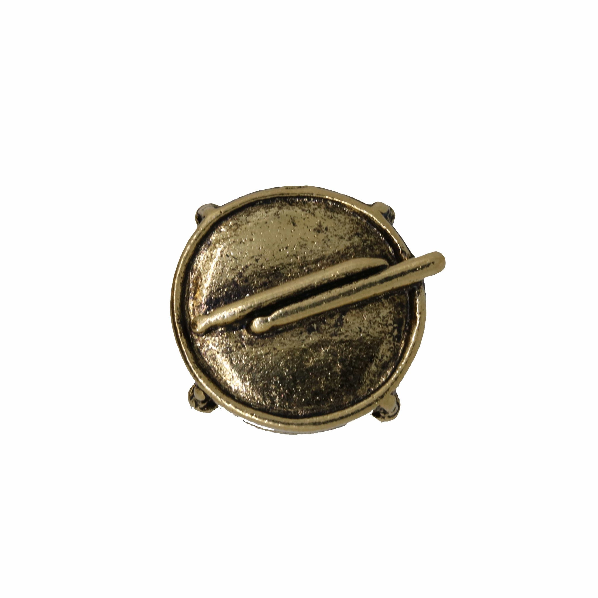 Drum with Drumsticks Gold Lapel Pin