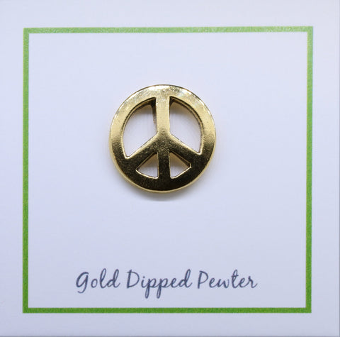 Peace Sign Gold Lapel Pin