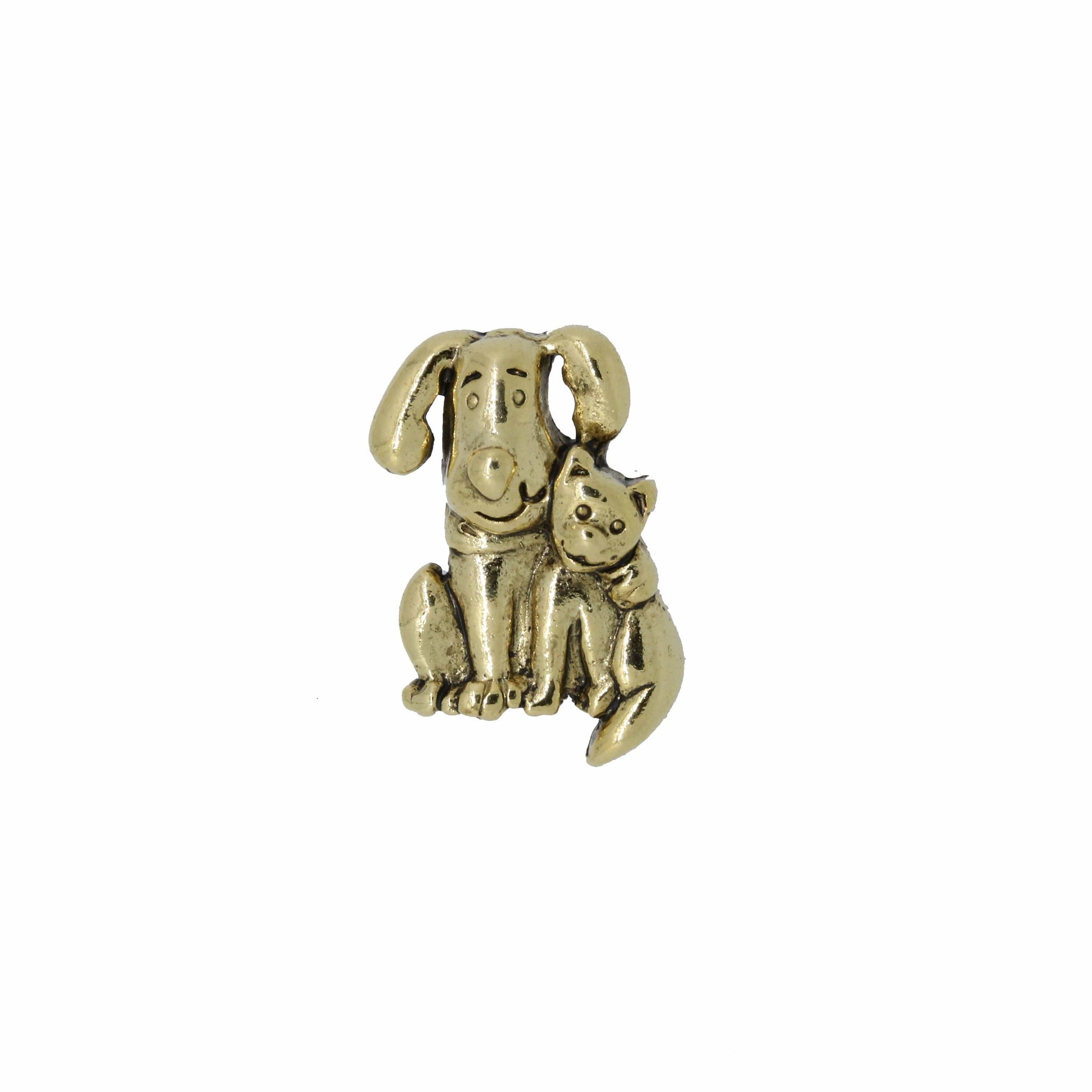 Dog and Cat Gold Lapel Pin