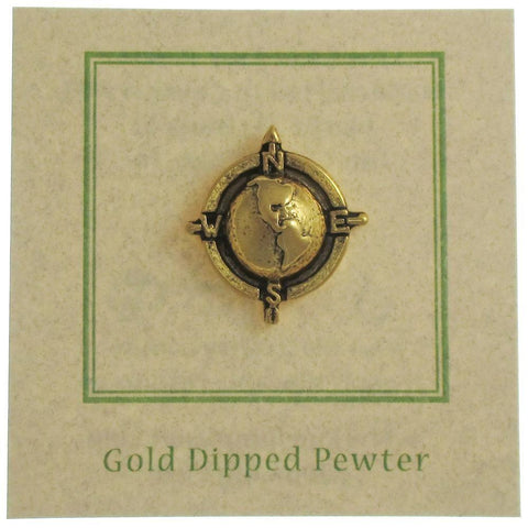 Globe Compass Gold Lapel Pin