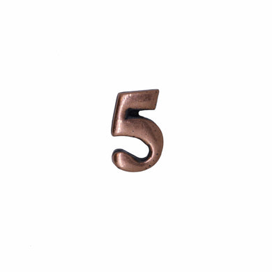 Number 5 Copper Lapel Pin