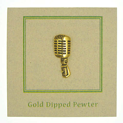 Microphone Gold Lapel Pin