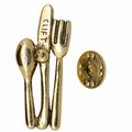 Fork Knife and Spoon Gold Lapel Pin