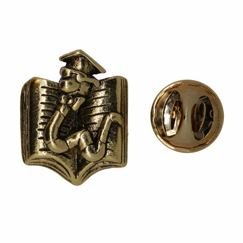 Bookworm Scholar Gold Lapel Pin
