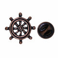 Ship's Wheel Copper Lapel Pin