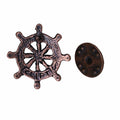 Ship's Wheel Copper Lapel Pin