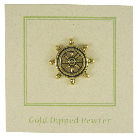 Ship's Wheel Gold Lapel Pin