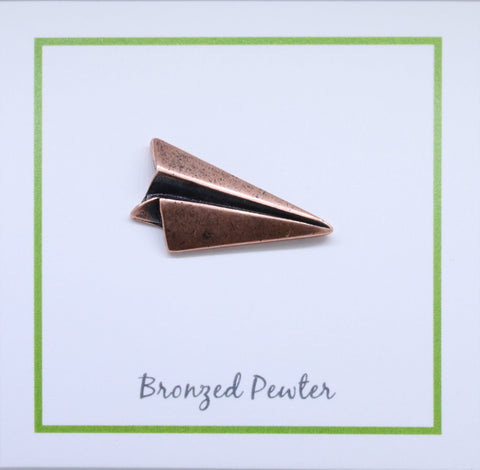 Paper Airplane Copper Lapel Pin