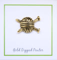 Knitting Needles Gold Lapel Pin