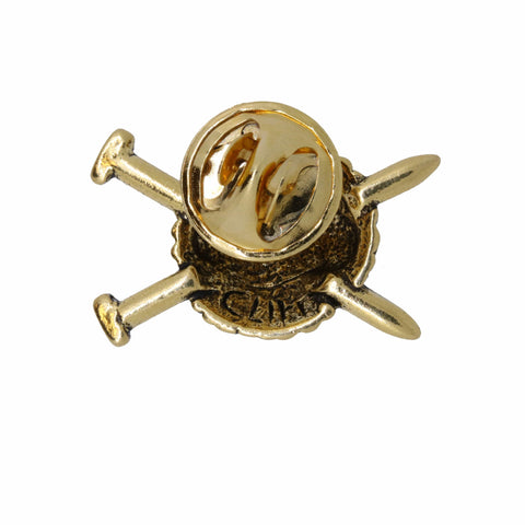 Knitting Needles Gold Lapel Pin