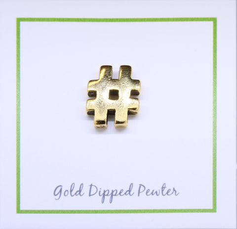 Hashtag Gold Lapel Pin