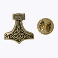 Viking Thor's Hammer Gold Lapel Pin