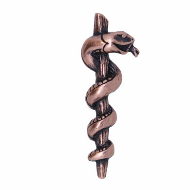 Rod of Asclepius Copper Lapel Pin | lapelpinplanet