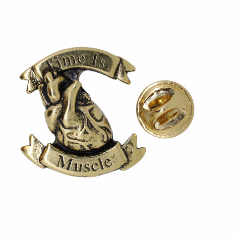 Time is Muscle Heart Attack Awareness Gold Lapel Pin