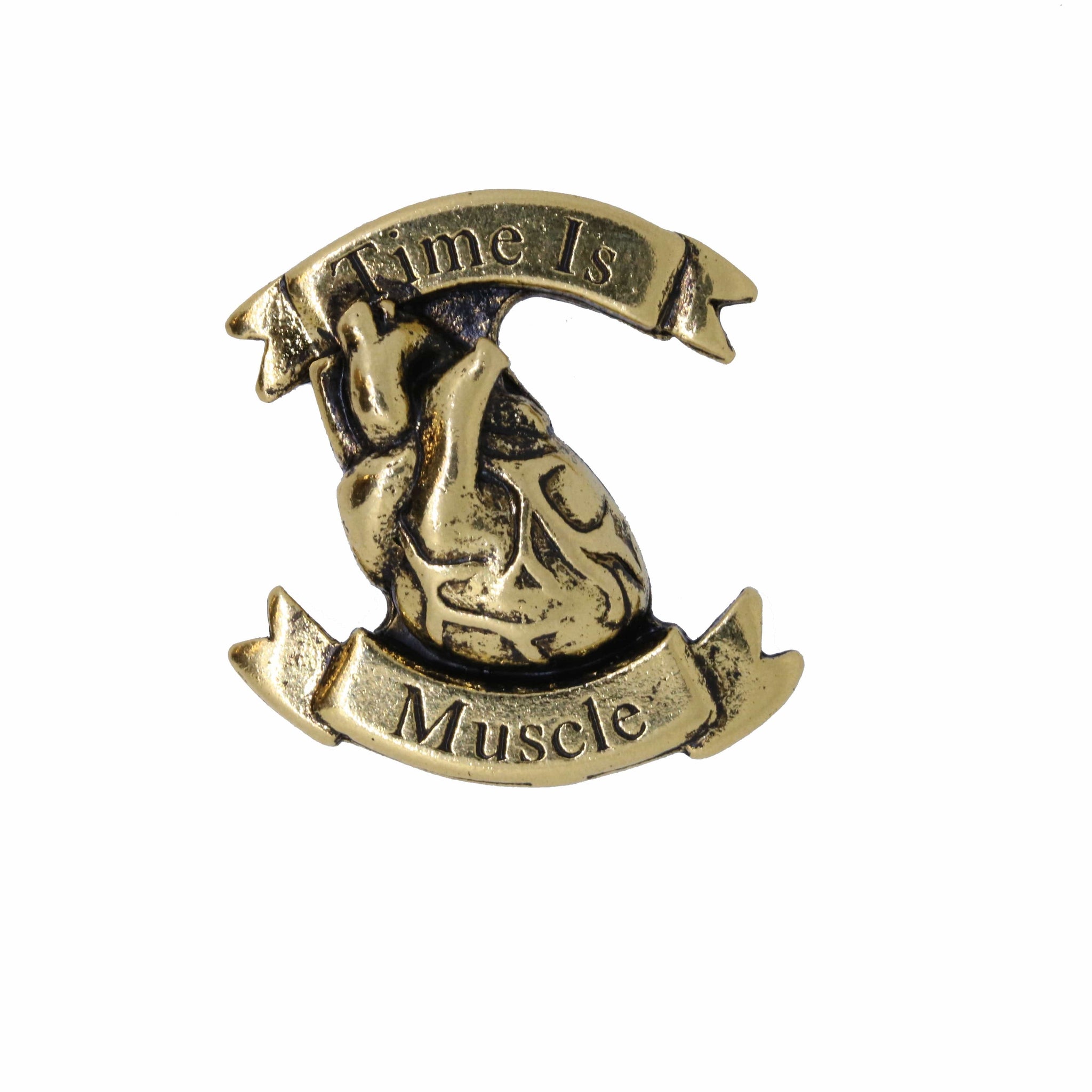 Time is Muscle Heart Attack Awareness Gold Lapel Pin